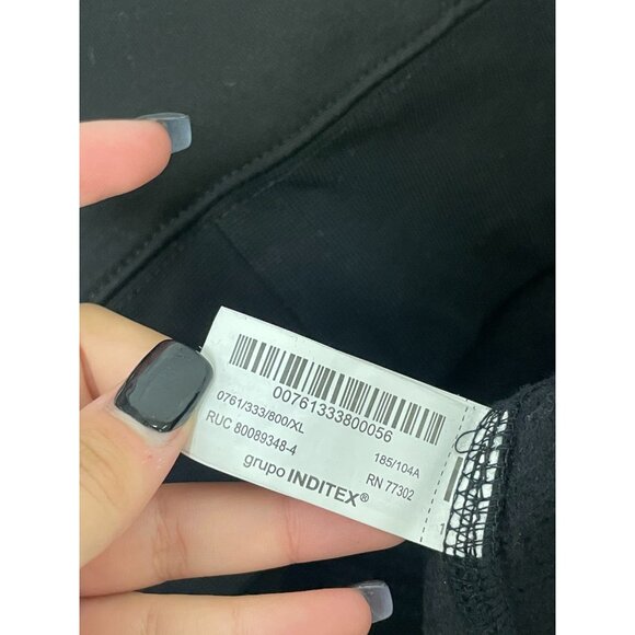 Zara Mens Sweatshirt XL Black Quarter Zip Pullover Athletic 0761/333 NWT - Picture 9 of 16